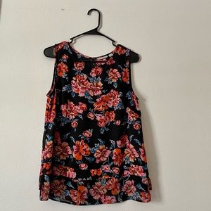 Colorful Floral Print Sleeveless Blouse